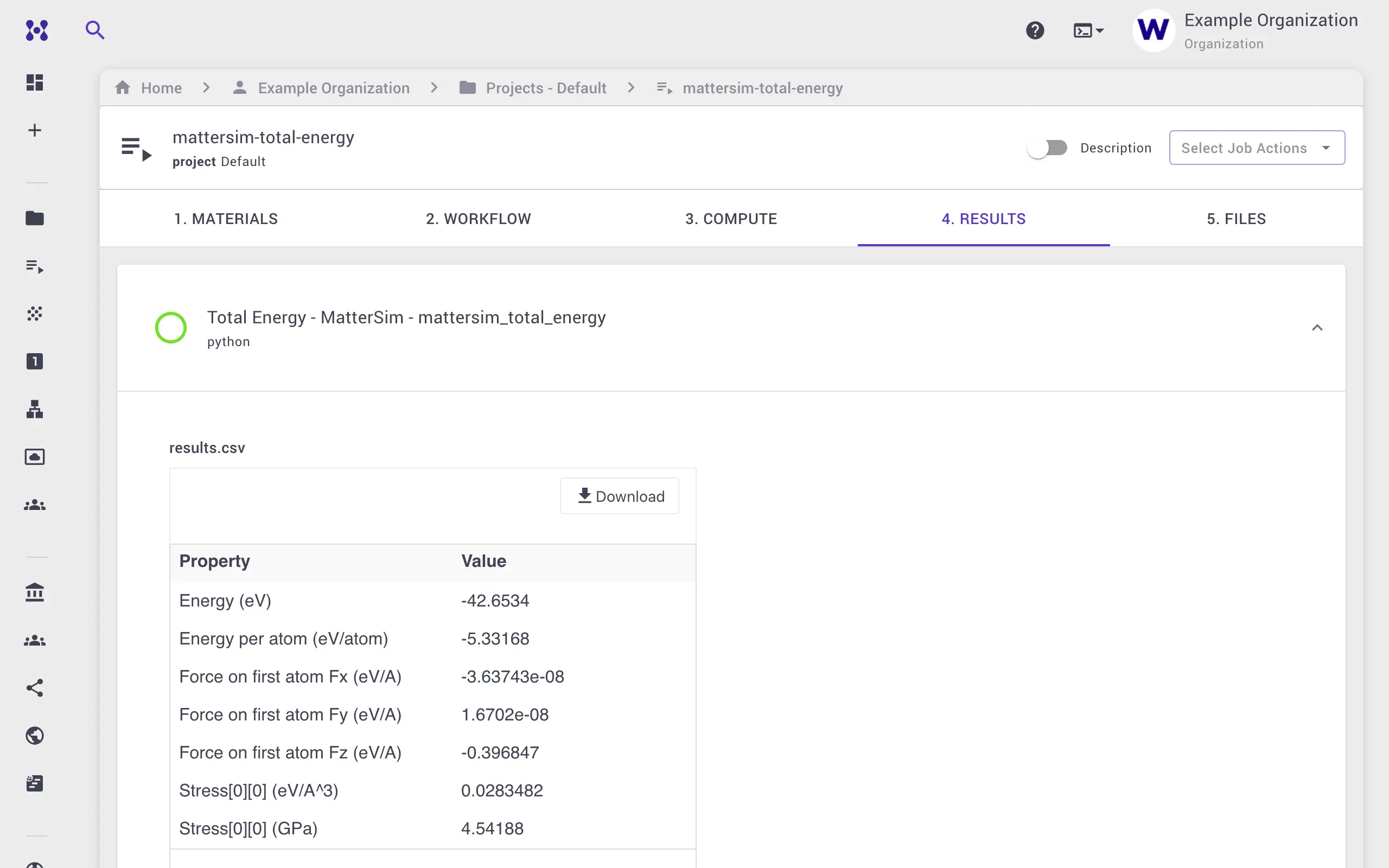 MatterSim total energy results